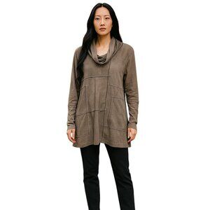 Johnny Was Pete & Greta Tunic Top Cowl Neck Long Sleeve Cotton Grey Womens Small